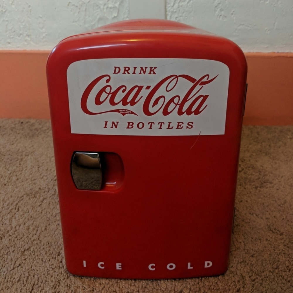 Coca-Cola warming and cooling mini fridge